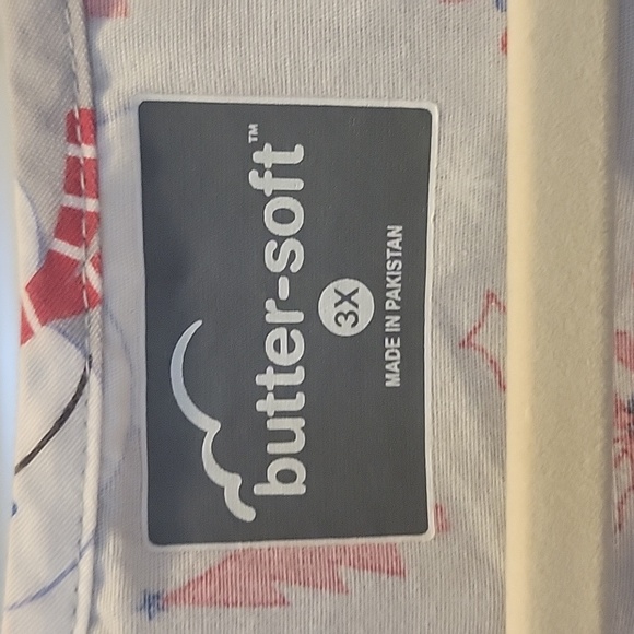 Patriotic Santa Snowman Penguins and Ornaments Christmas scrub top - Picture 2 of 5